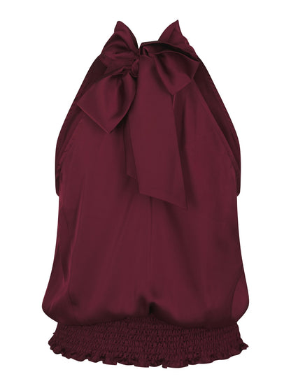 Jos Drapy Satin Top - Burgundy