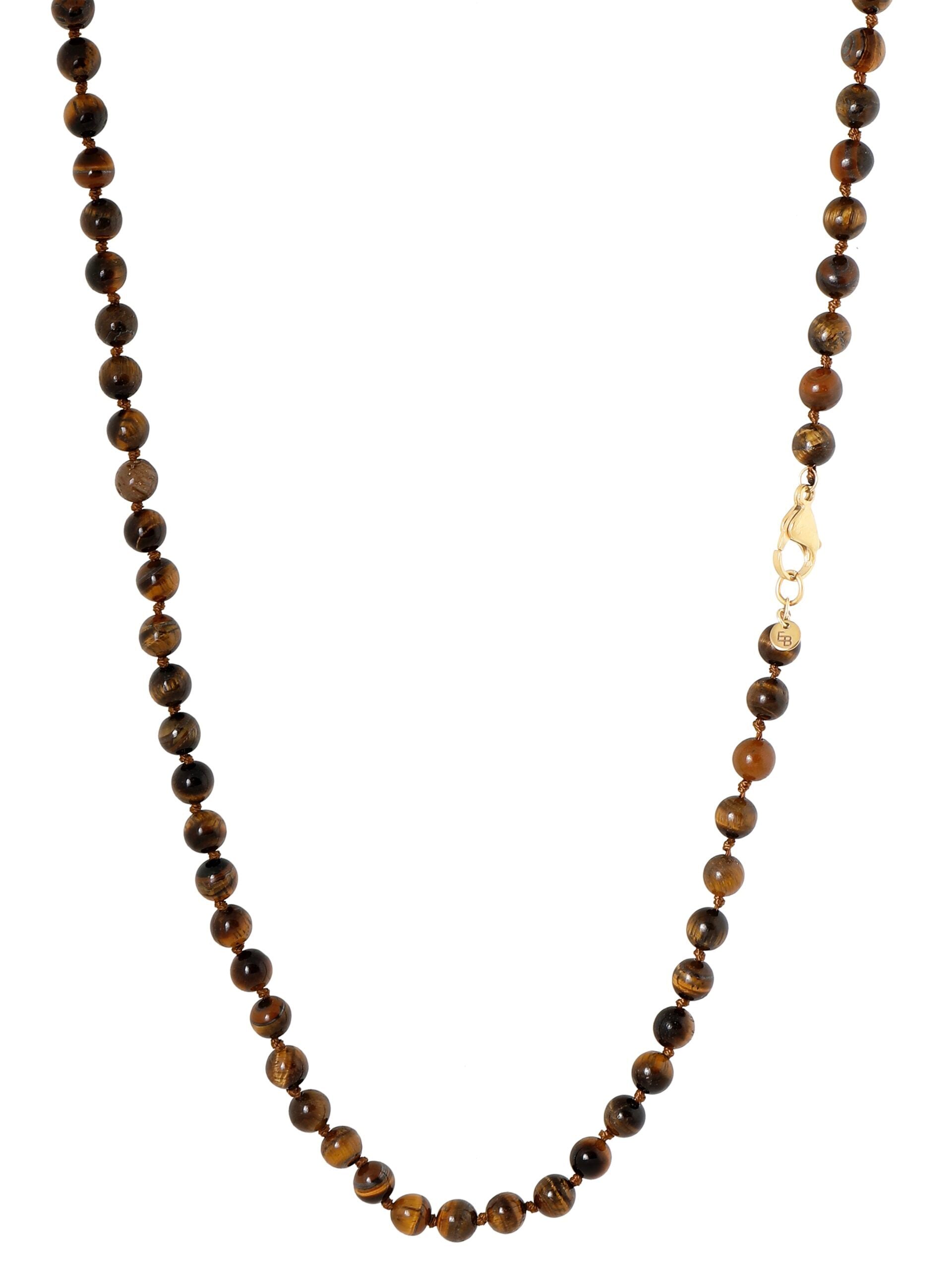 Lange gemstone ketting - bruin mêlée