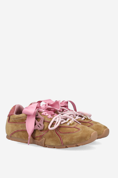 Adored Sneaker - Khaki/Pink Suede