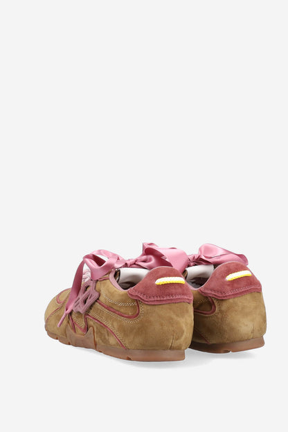 Adored Sneaker - Khaki/Pink Suede