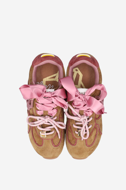 Adored Sneaker - Khaki/Pink Suede