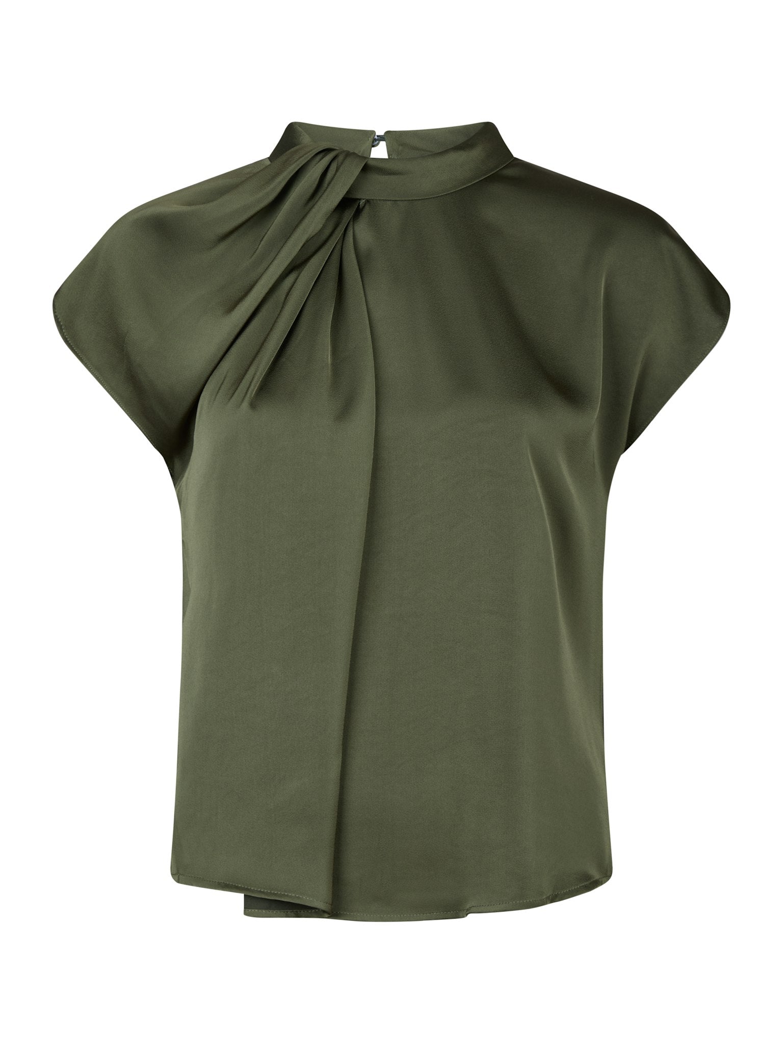 Fleur Drapy Satin Blouse - Army