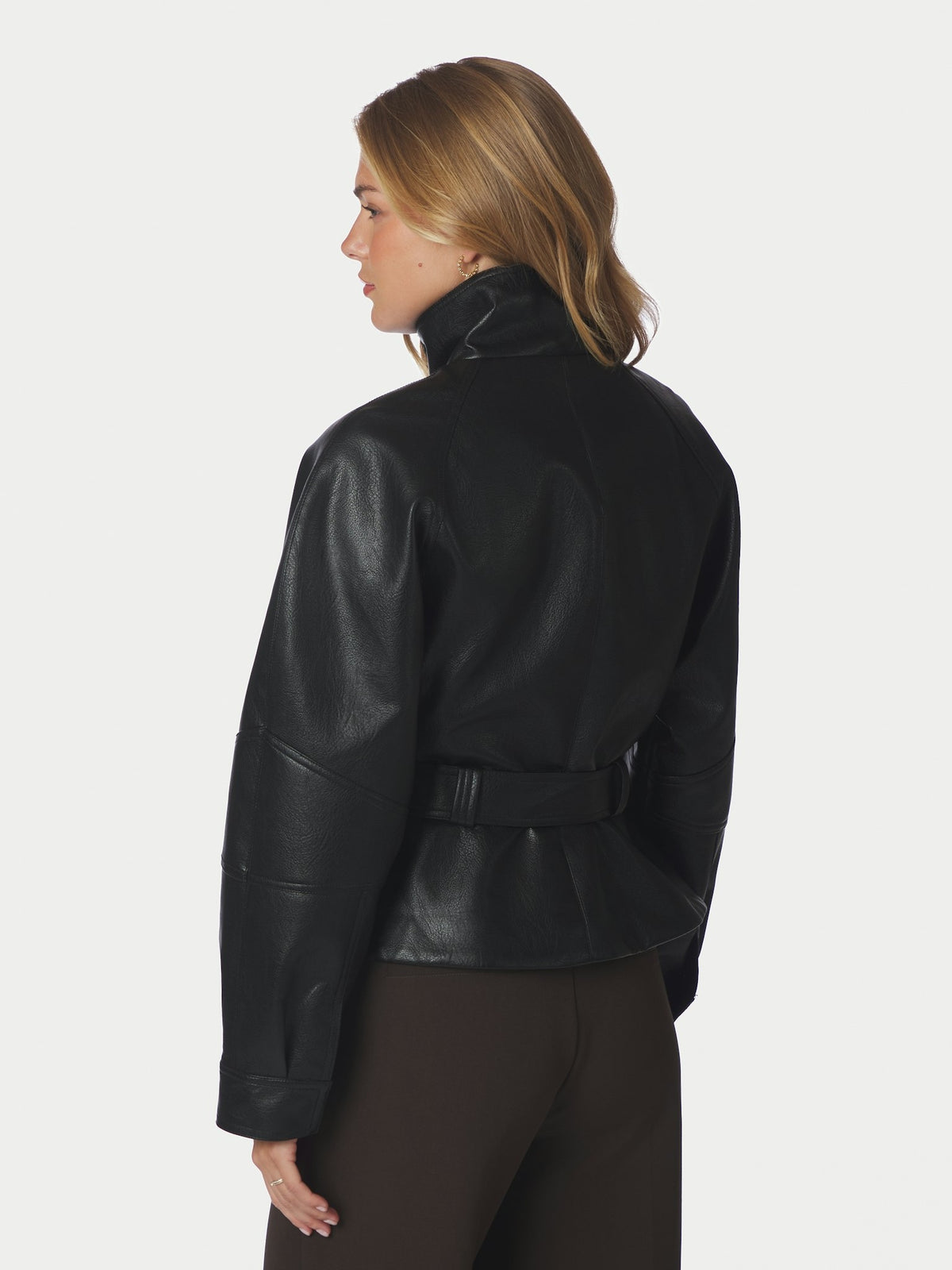 Jaclyn Faux Leather Jacket - Black
