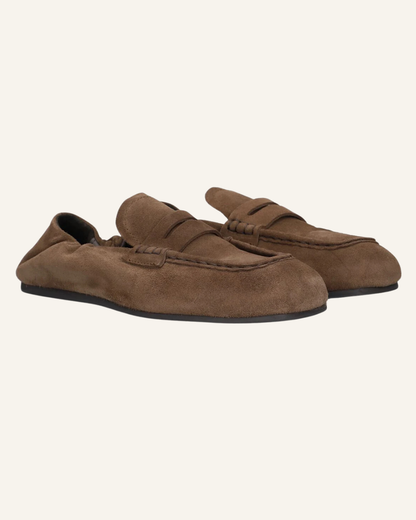 Penny Loafer Square Suede - Dark Brown