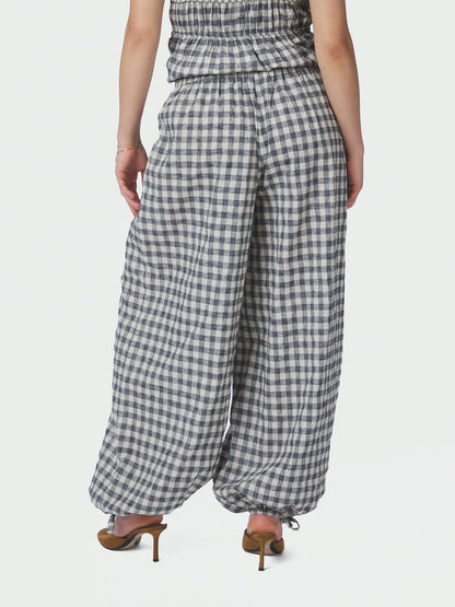 Roxane Balloon Check Pants - Black