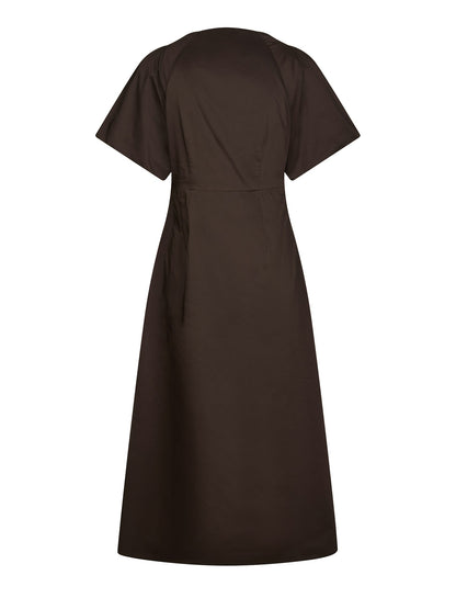 Illana Poplin Dress - Chocolate Brown