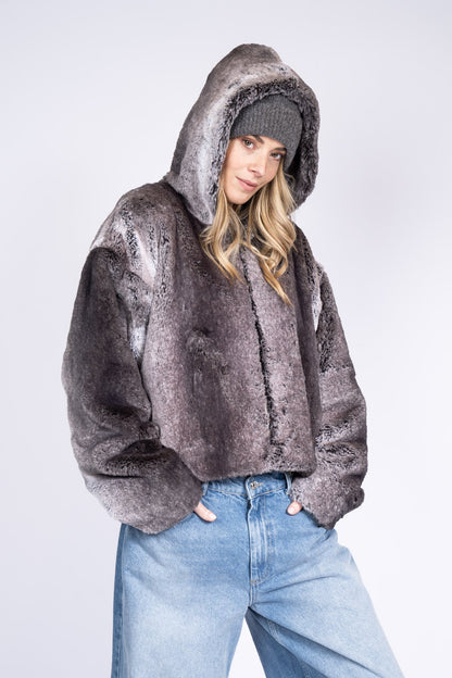 Lou Lou Fake Fur Jacket - Faux black/grey fur