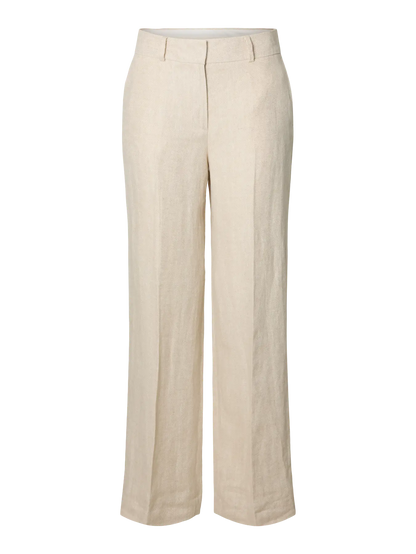 SLFwide Ida MW Linen Pant - Egret