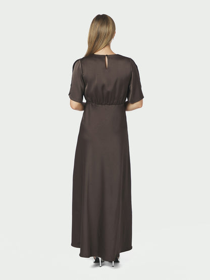 Zelina Heavy Sateen Dress - Dark Brown