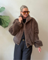 Elin Faux Mink Cape – Dunkelbraun/Oliv