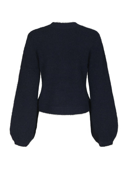 Gio Fluffy Knit Cardigan - Navy
