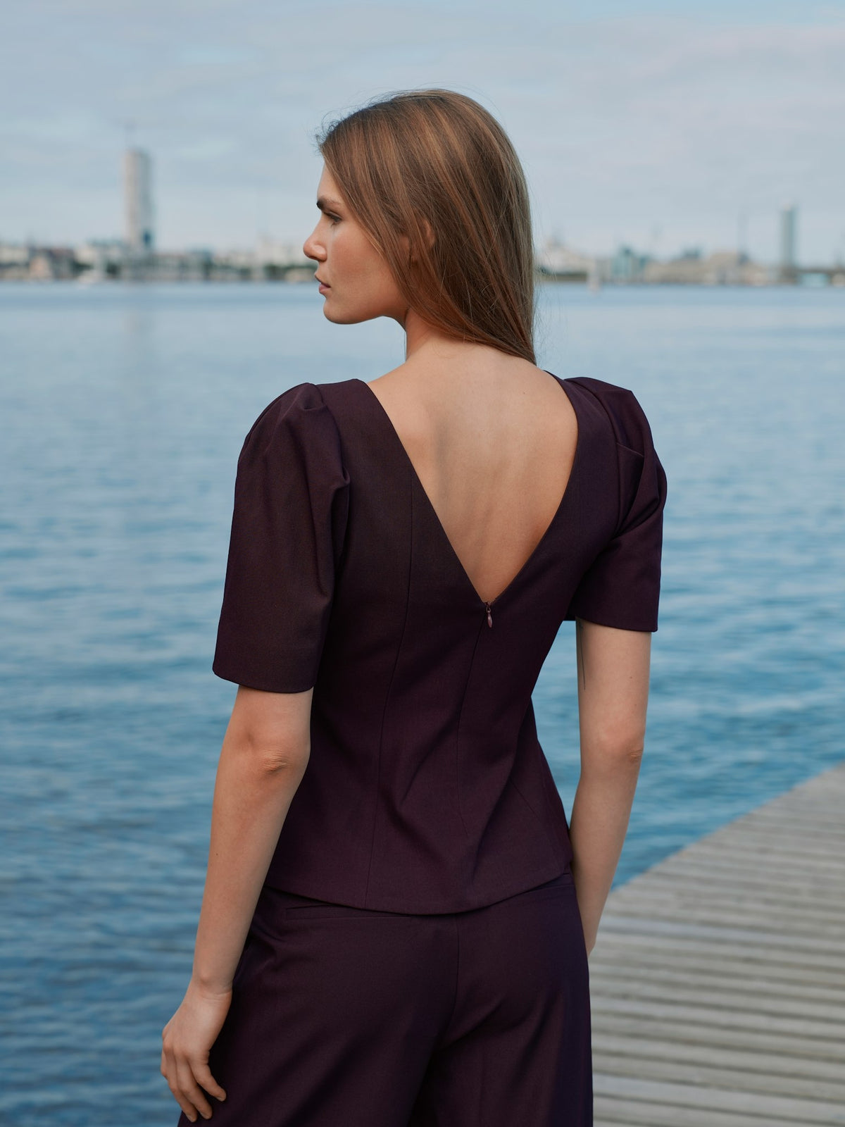 Mellisana Structure Blouse - Chocolate Plum