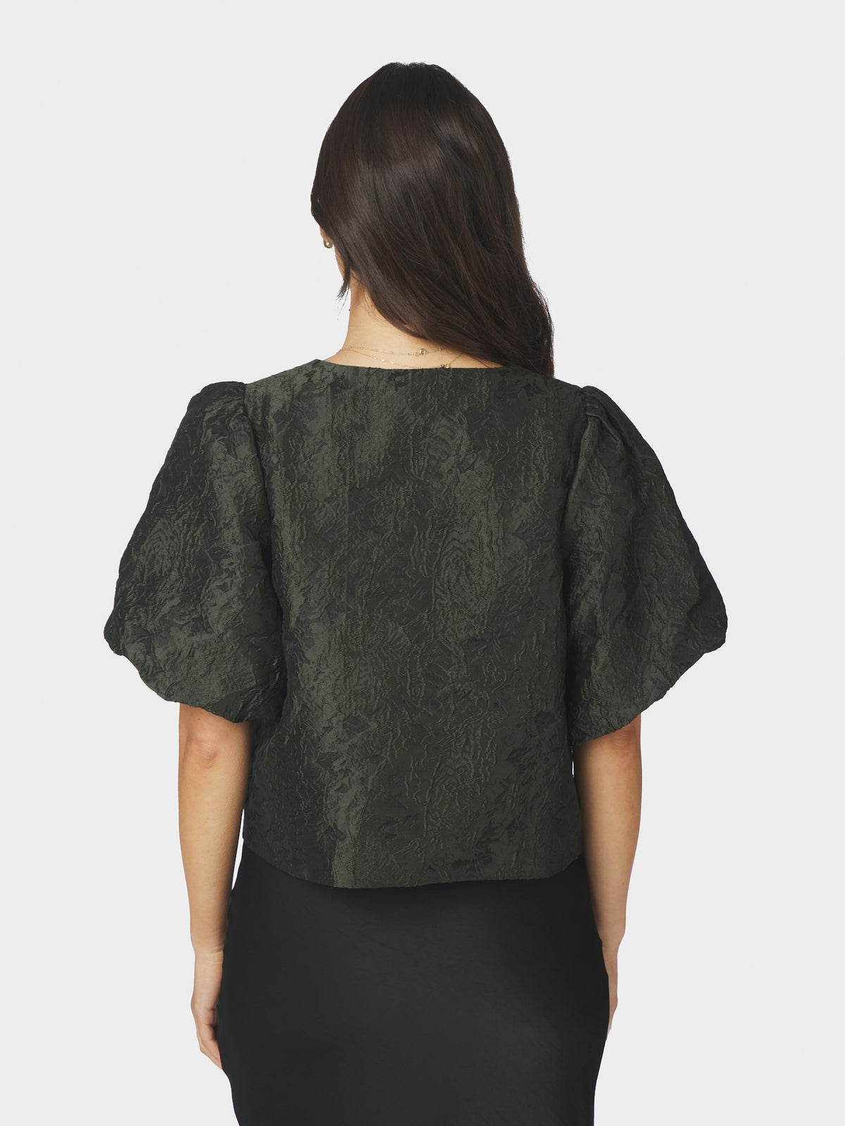 Aisa Brocade Blouse - Dark Green