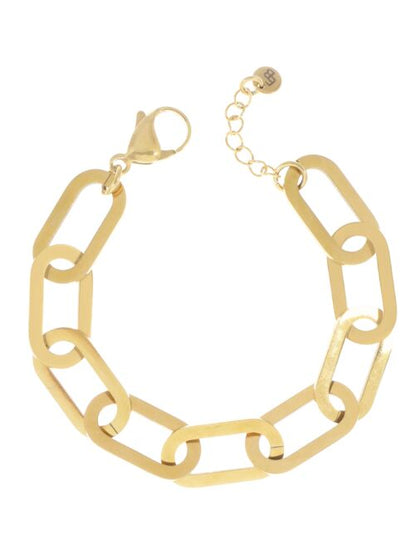 Platte Schakel Armband - Goud