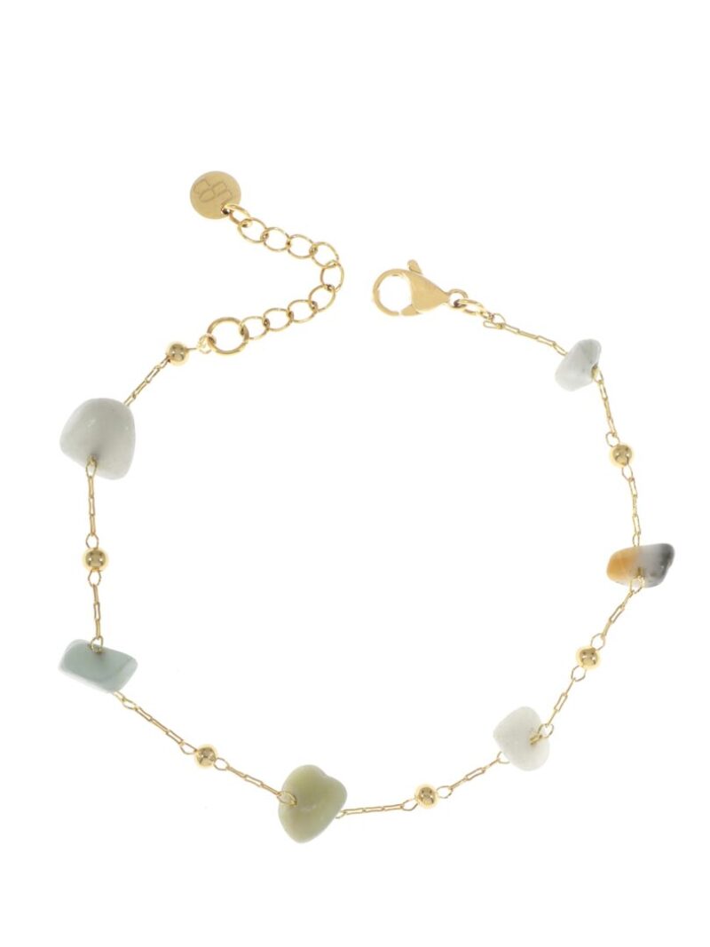 Fijn armbandje met ongelijke edelsteentjes - Zeegroen