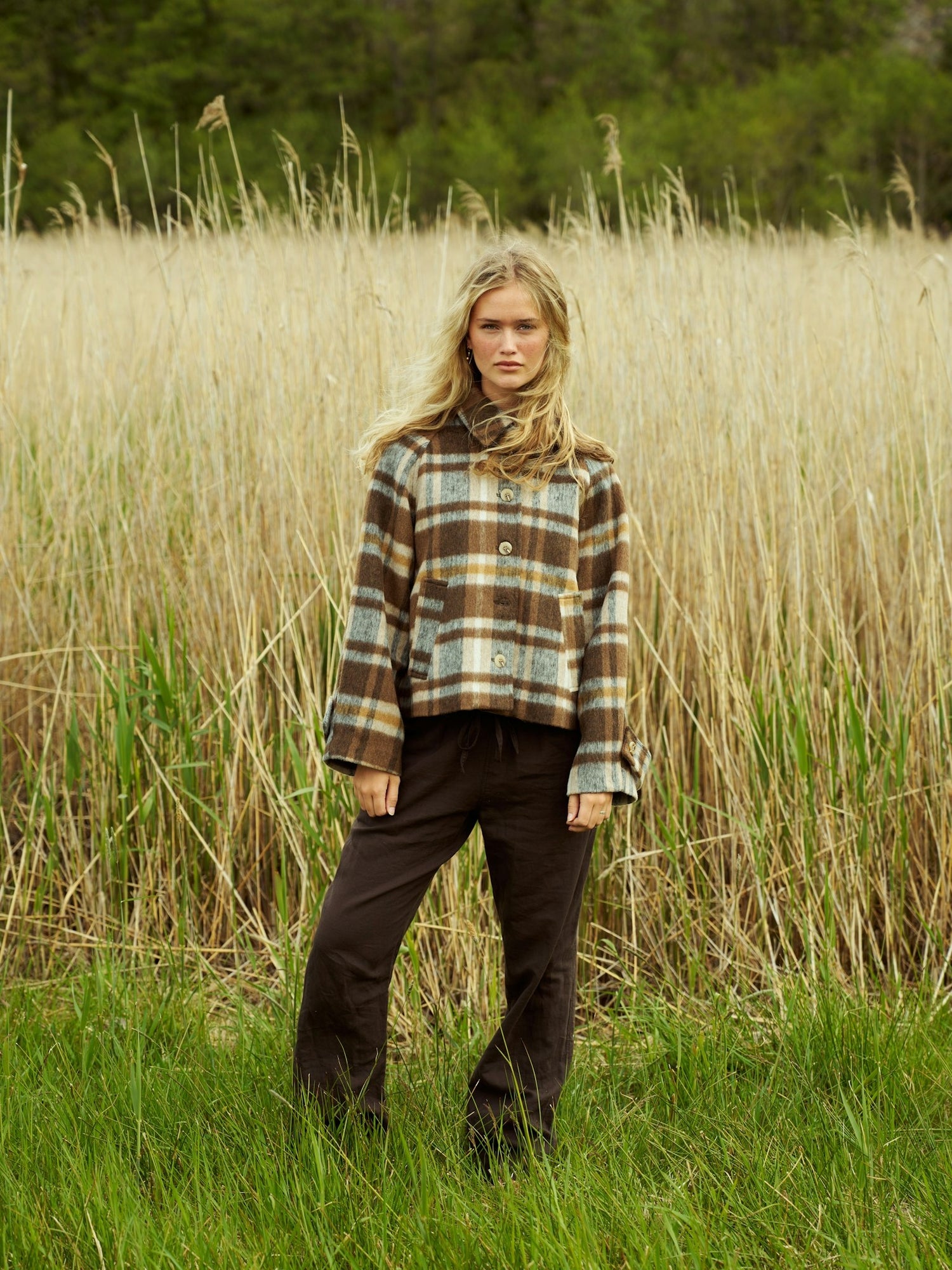 Quinn Check Jacket - Camel