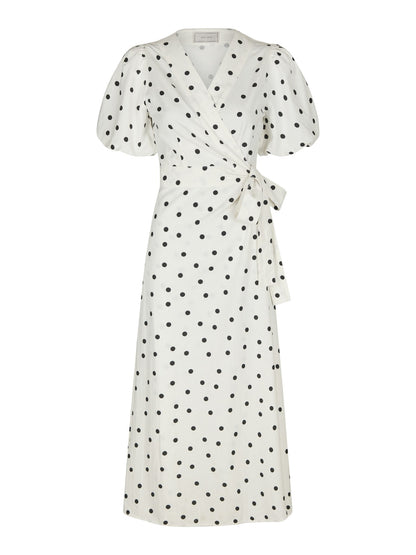 Clarine Linen Dot Dress - White