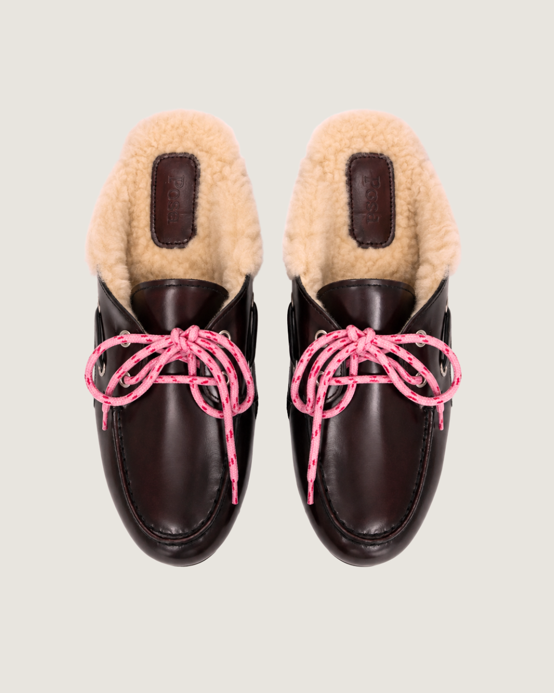 Boat Loafer Mule Fur - Burgundy