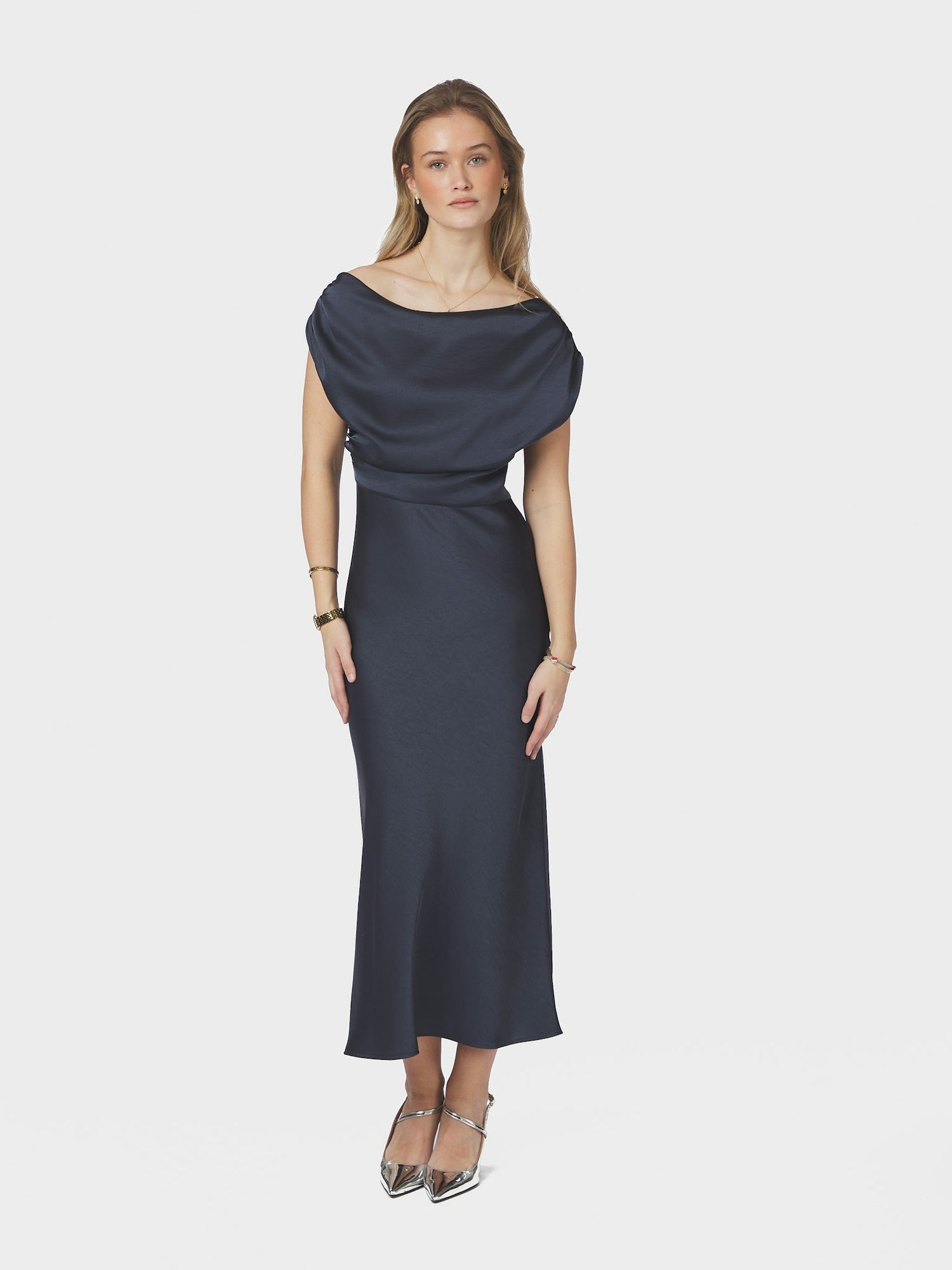 Lilith Heavy Sateen Dress - Midnight Blue