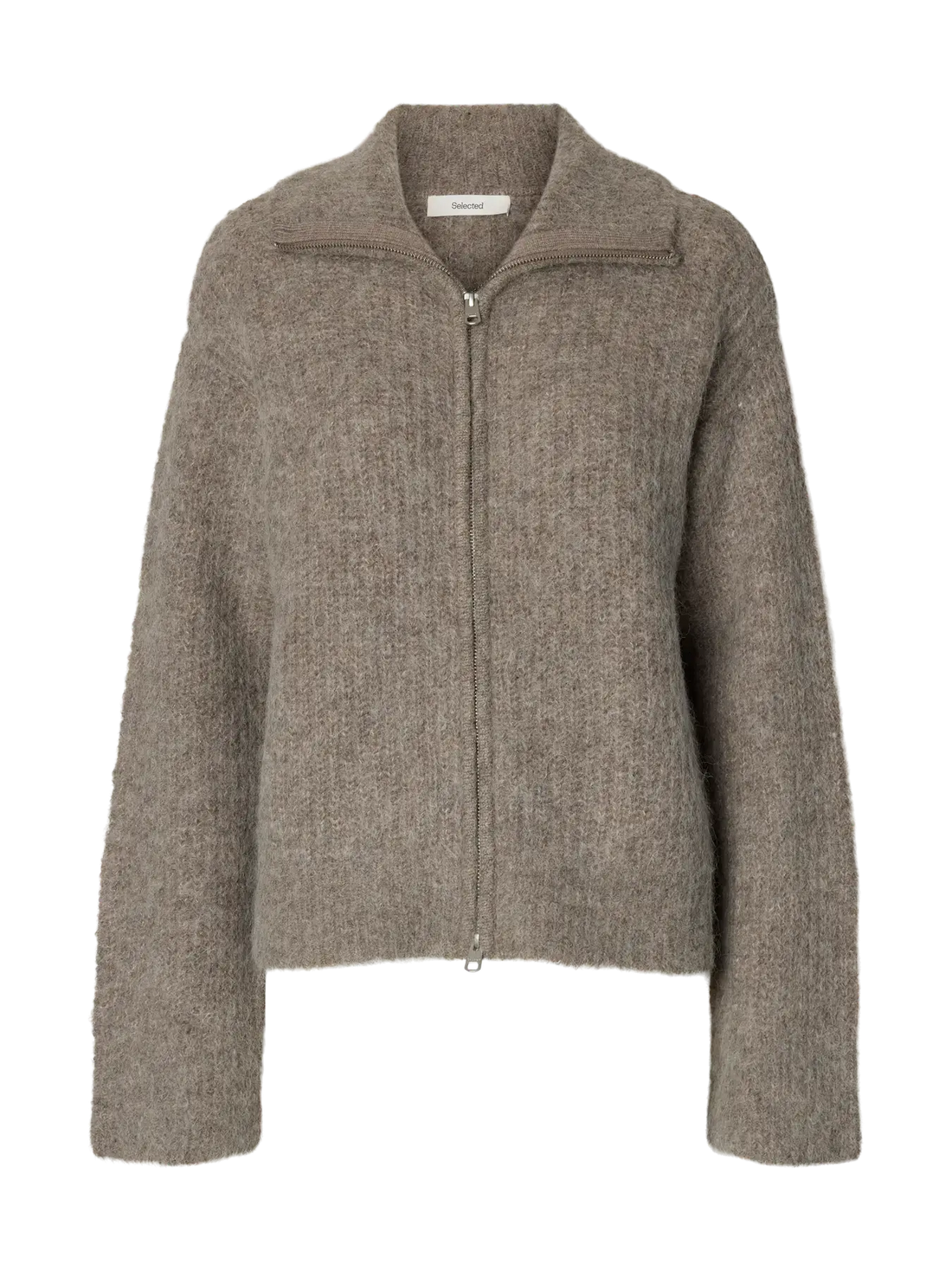 SLFGabriella LS Knit Zip Cardigan - Steel Gray