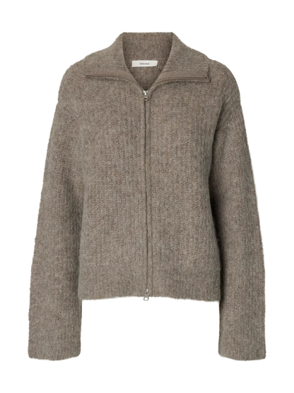 SLFGabriella LS Strickjacke mit Reißverschluss - Steel Gray