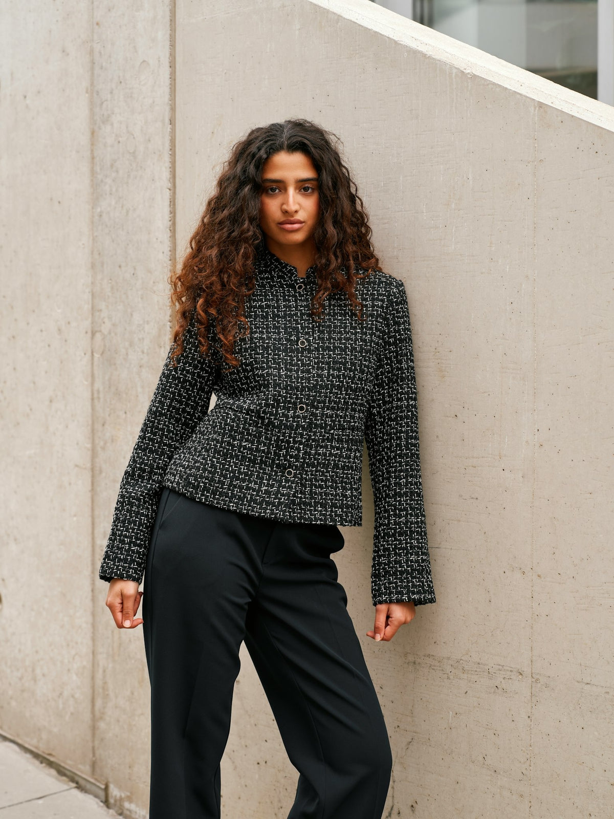 Denisa Boucle Jacket - Black