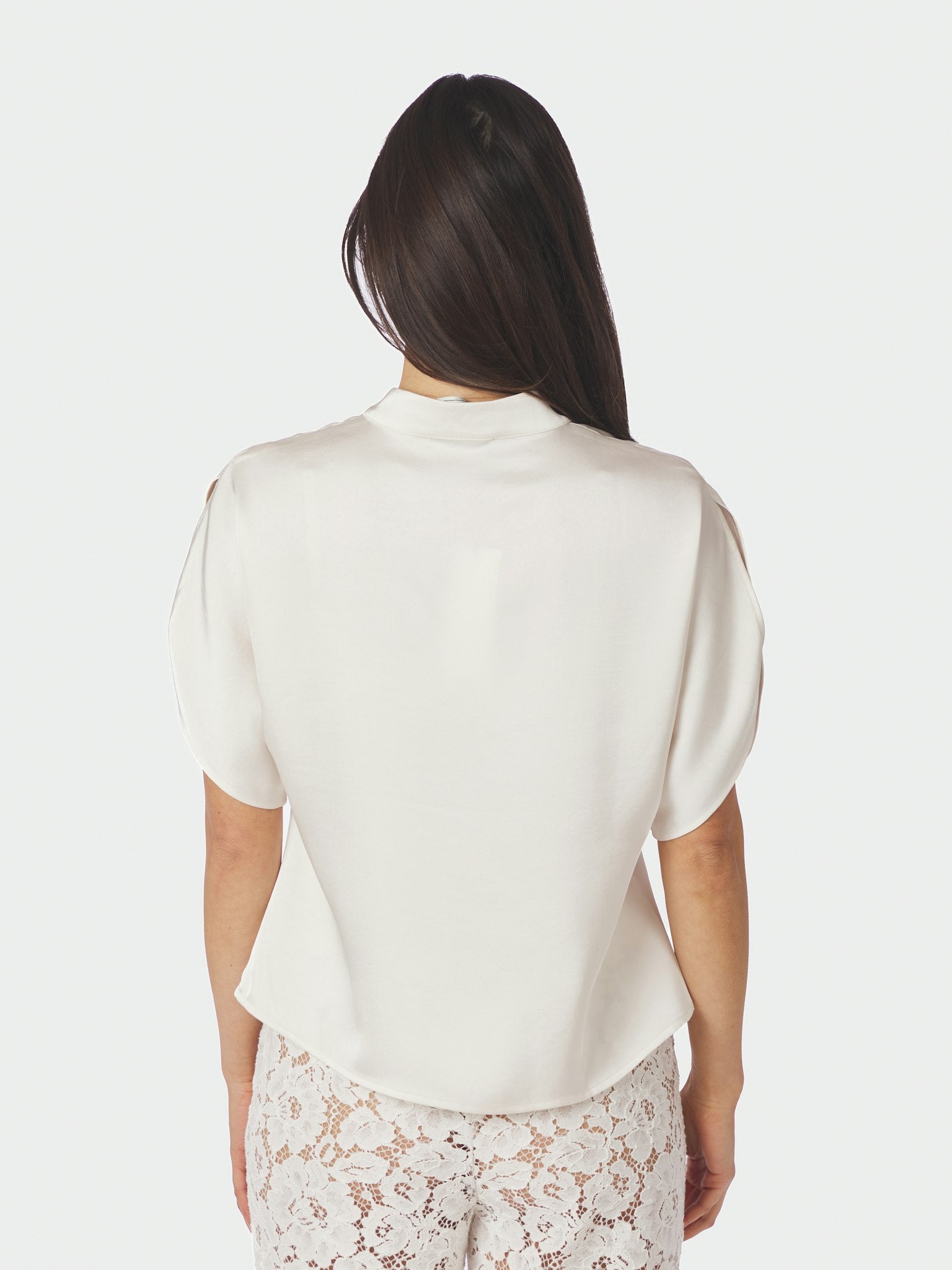 Anelle Heavy Sateen Blouse - Pearl