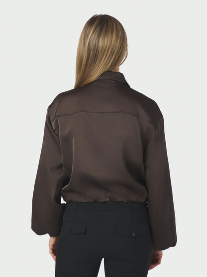 Denielle Heavy Sateen Jacket - Dark Brown