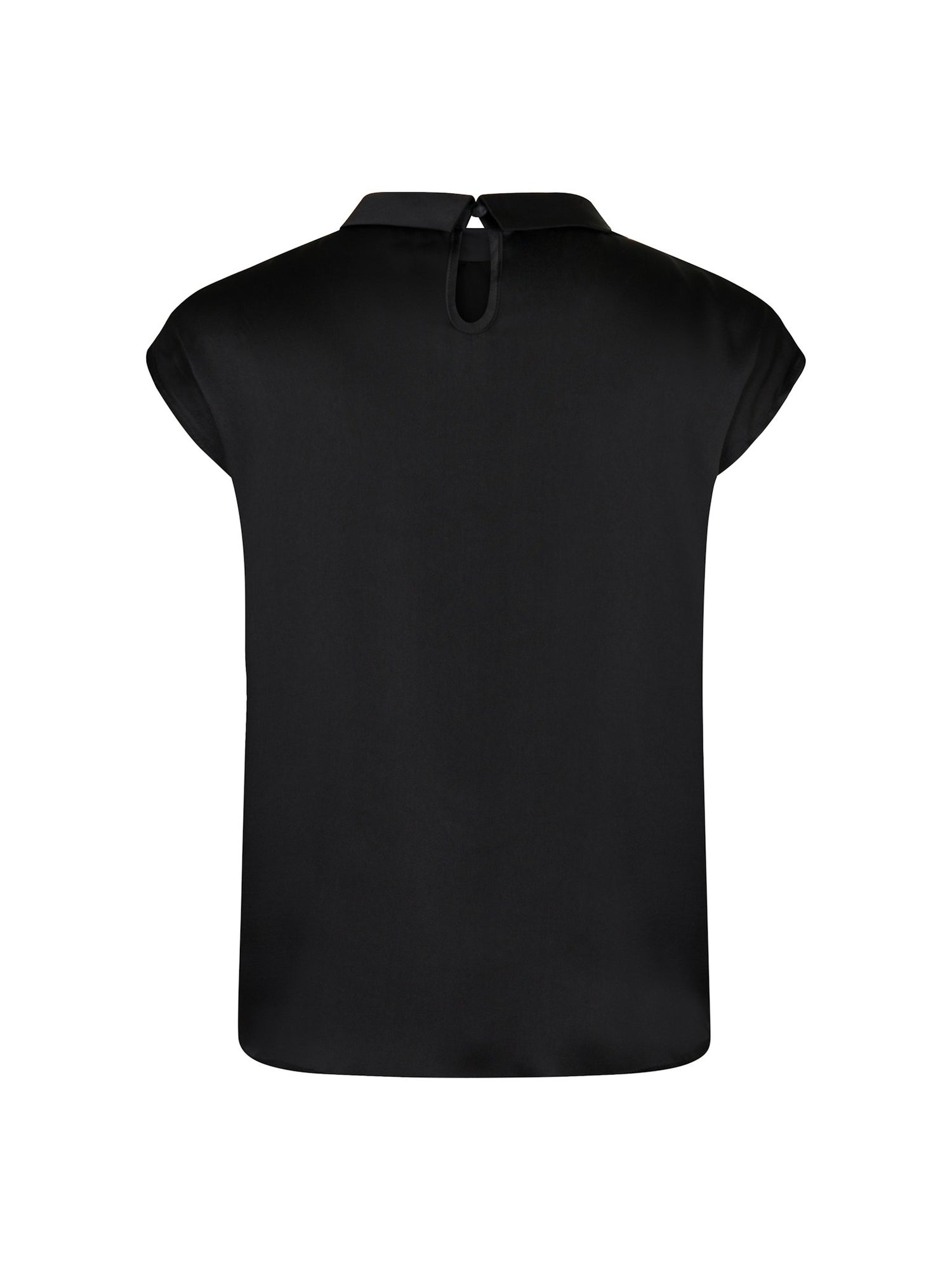 Fleur Drapy Satin Blouse - Black