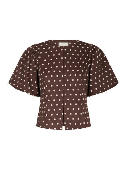 Anela Dot Blouse - Brown