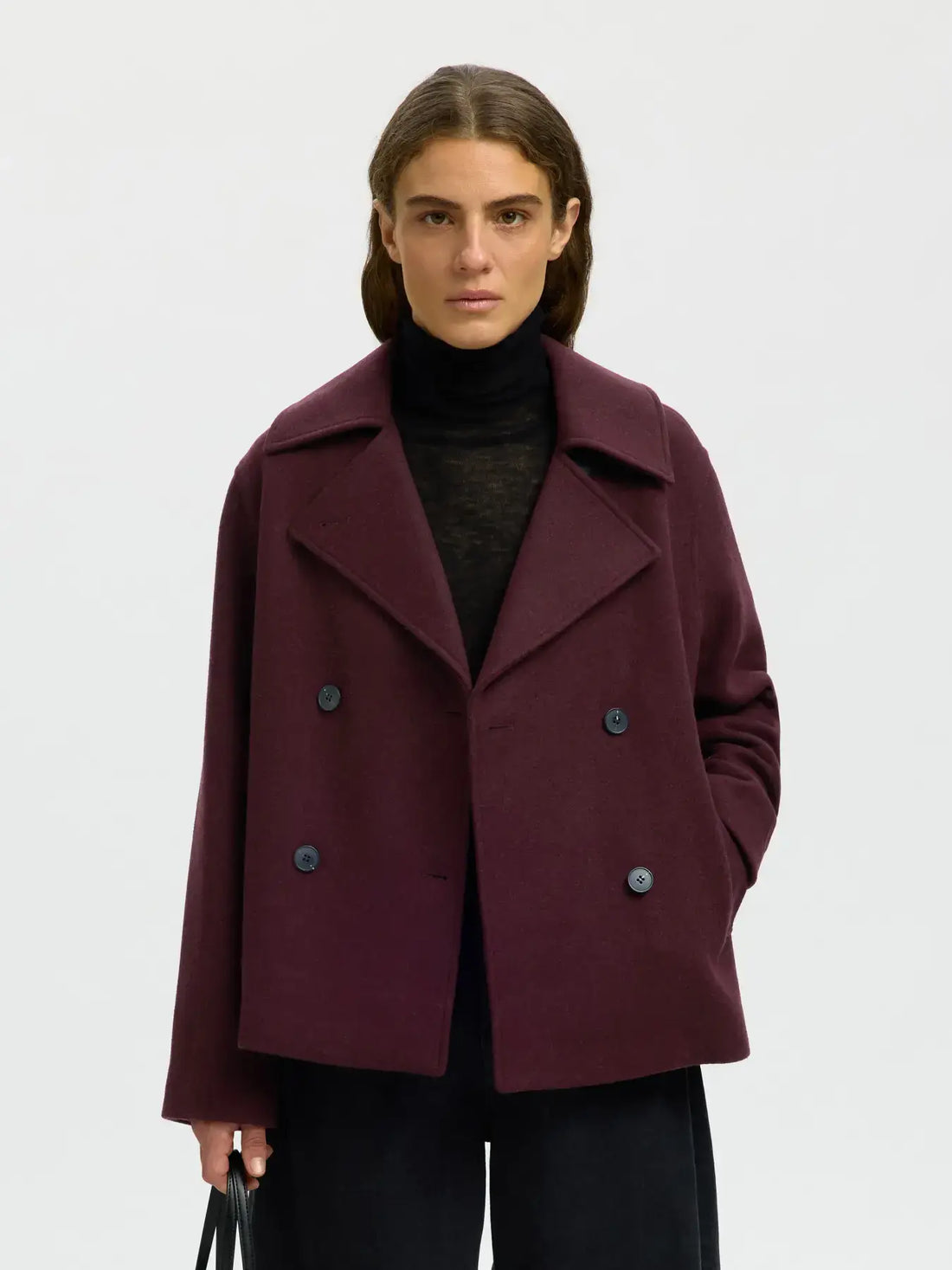 SLFZia-Alma Wollmischjacke - Tawny Port Mel.