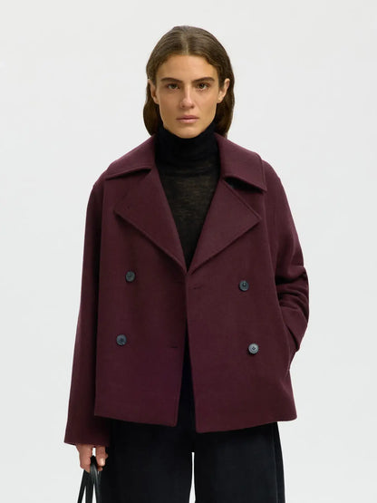 SLFZia-Alma Wollmischjacke - Tawny Port Mel.