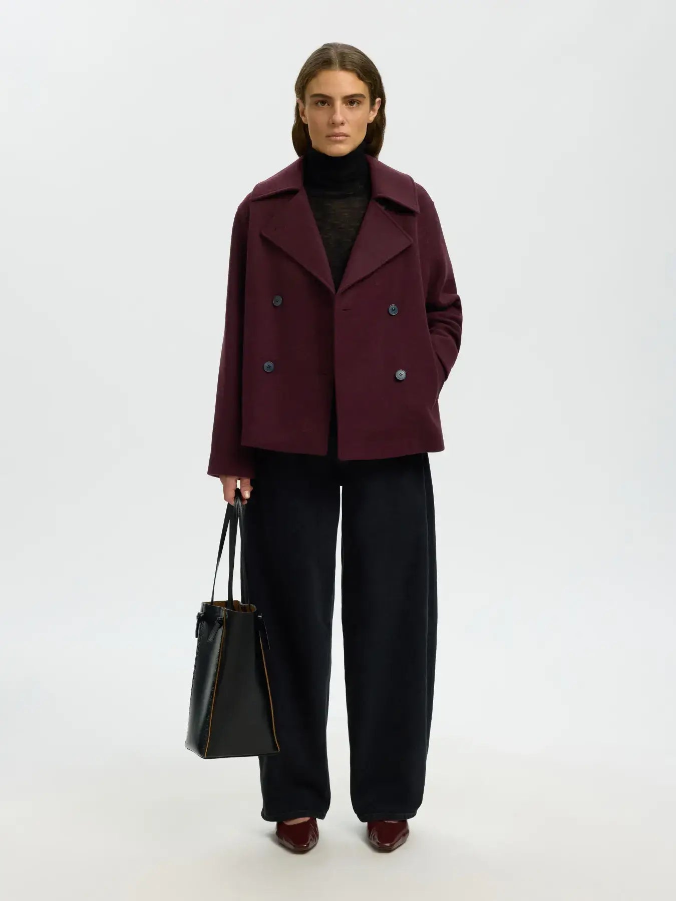 SLFZia-Alma Wollmischjacke - Tawny Port Mel.