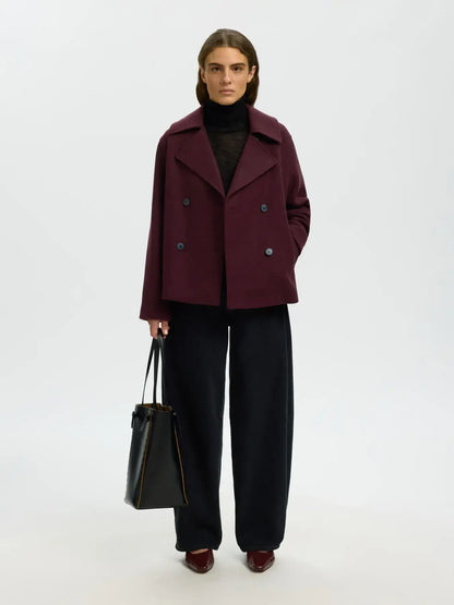 SLFZia-Alma Wollmischjacke - Tawny Port Mel.