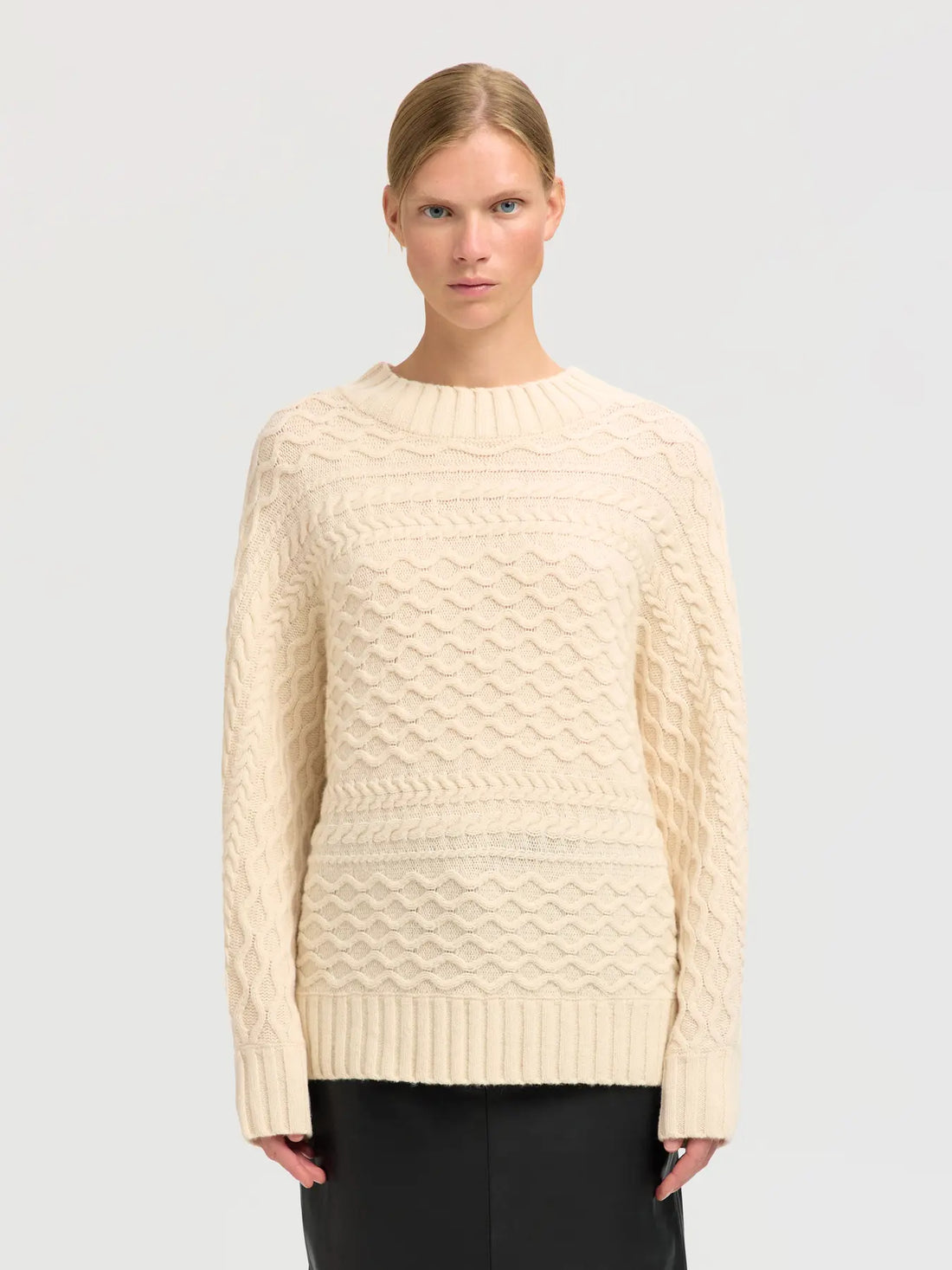 SLFnelly LS Cable Batsleeve Knit - Birch
