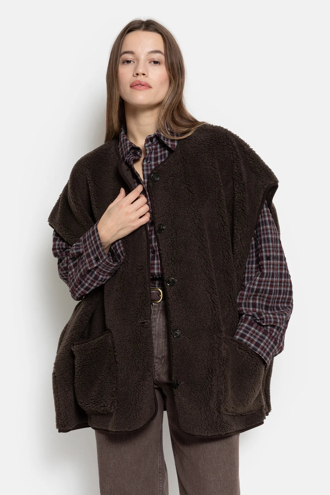 Ines Sleevless Jacket - Brown