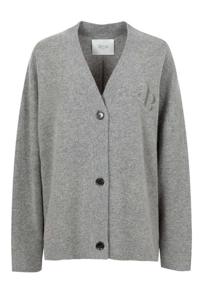 Olympia V-Neck Cardigan Sweater – Mittelgrau