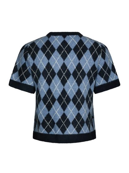 Allestar Check Knit Cardigan - Navy