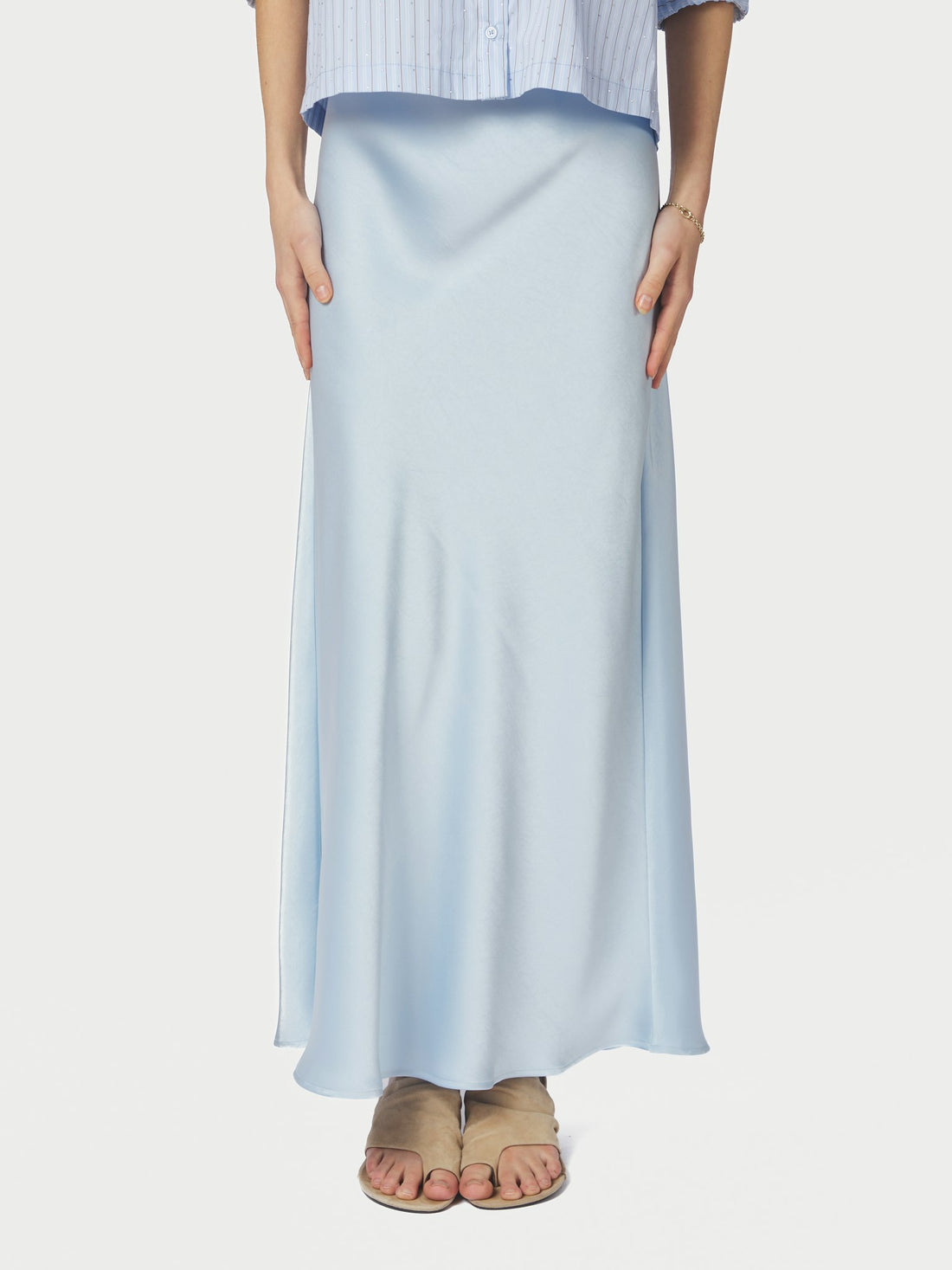 Vicky Heavy Sateen Skirt - Light Blue