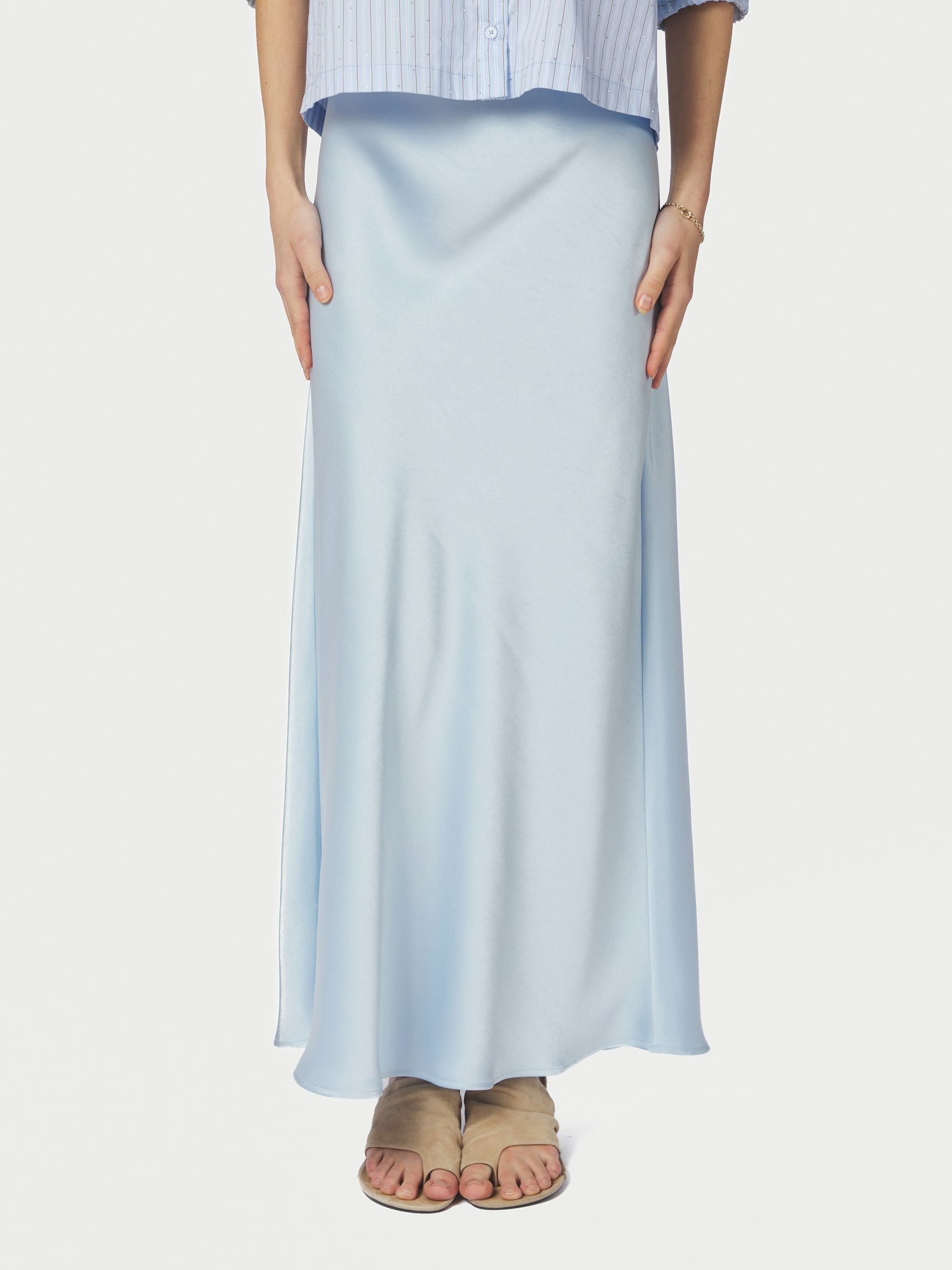 Vicky Heavy Sateen Skirt - Light Blue