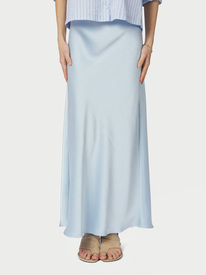 Vicky Heavy Sateen Skirt - Light Blue