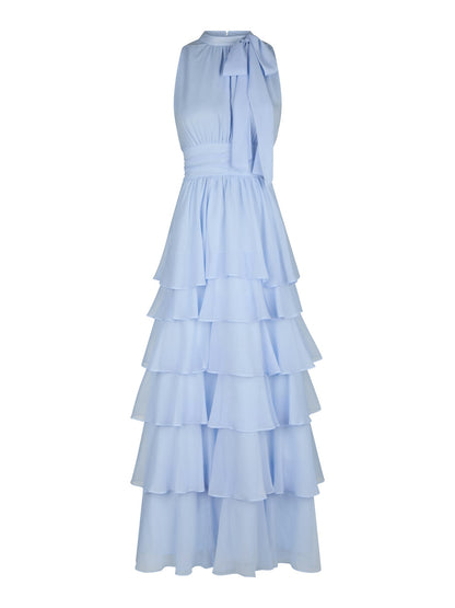 Marli Solid Chiffon Dress - Light Blue