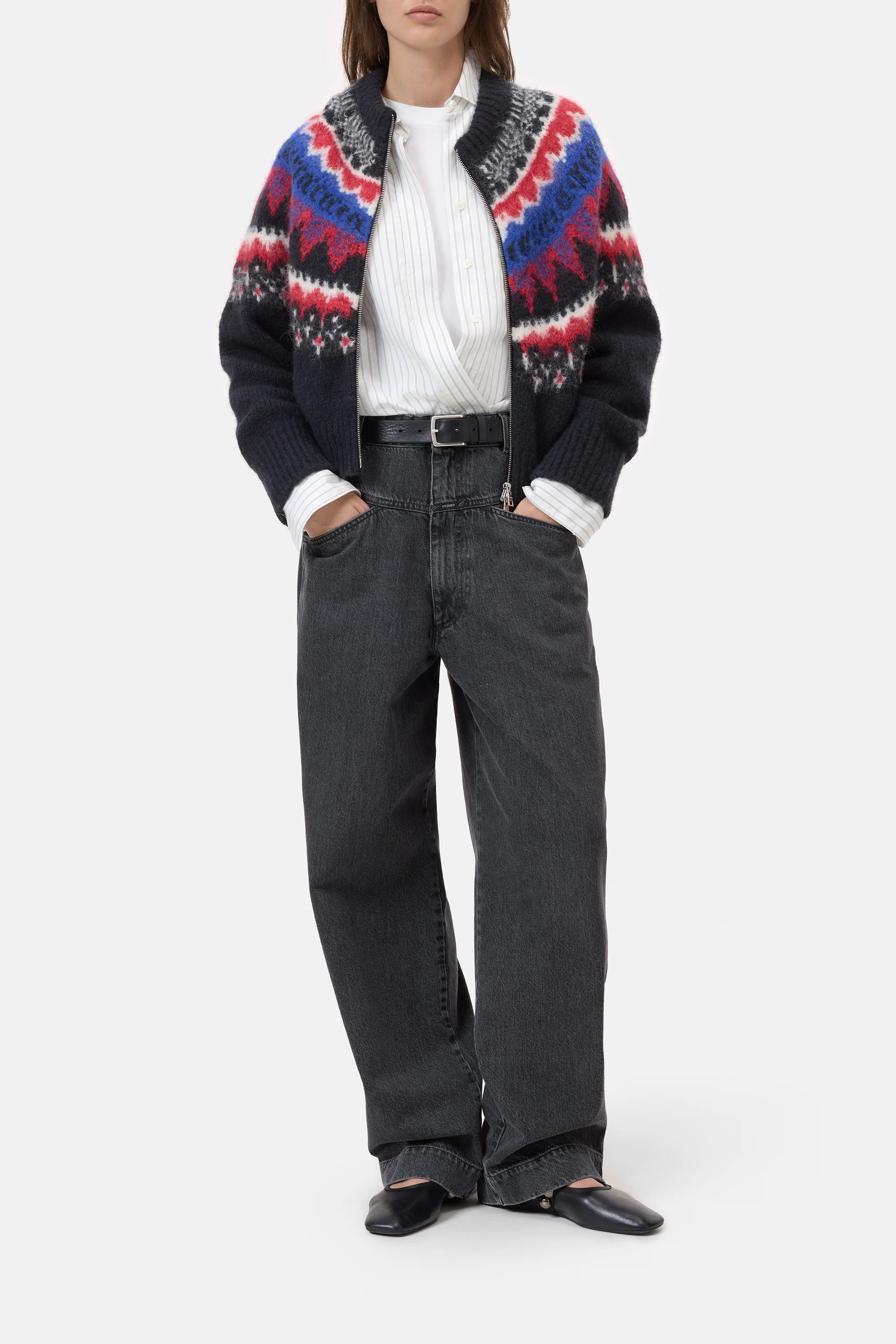 Cropped zip cardigan - Cosmic grey