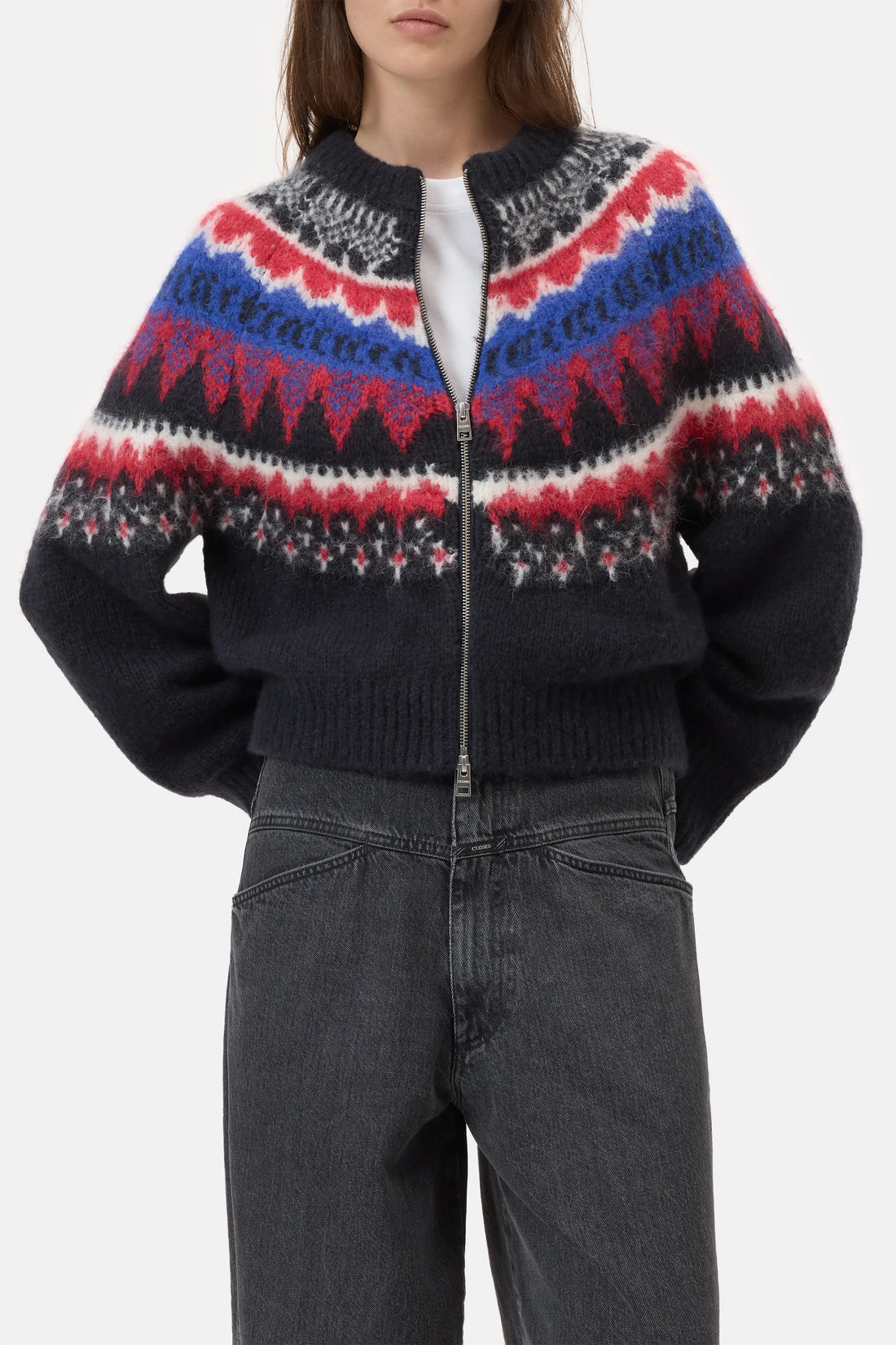 Cropped zip cardigan - Cosmic grey