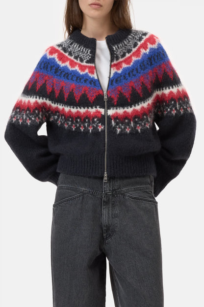 Cropped zip cardigan - Cosmic grey