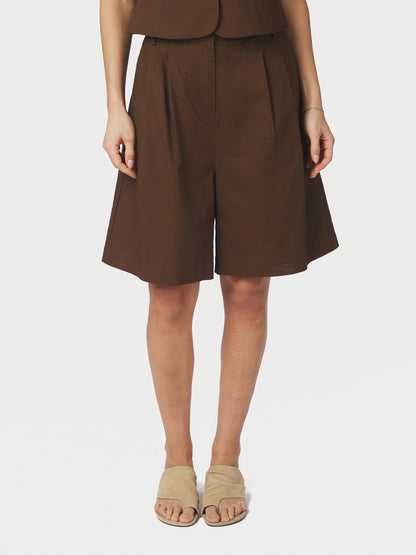 Nika Linen Shorts - Dark Brown