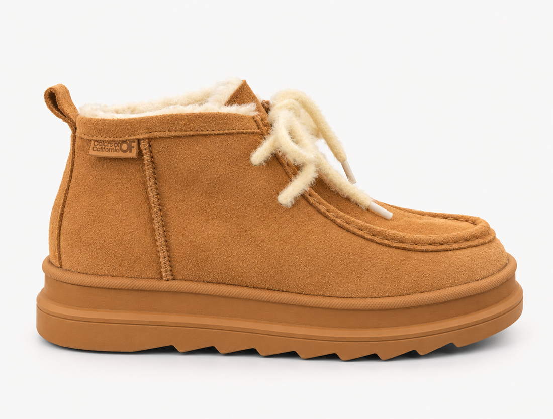 Cow Suede Laced-Up Shoe - Tan