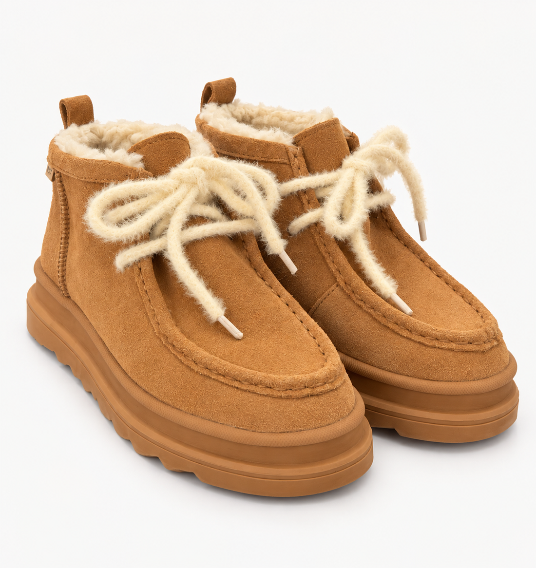 Cow Suede Laced-Up Shoe - Tan