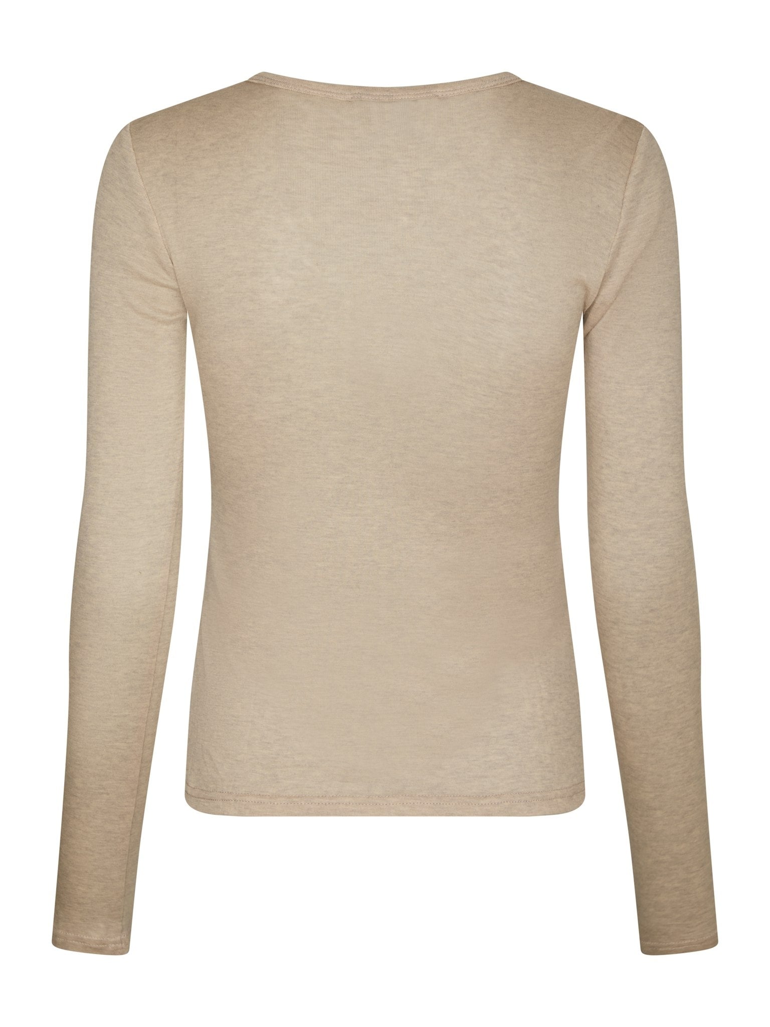 Nella Fine Rib Blouse - Beige Melange