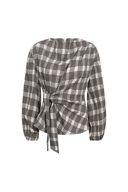 ChandlerCC Check Tie Blouse - Bone
